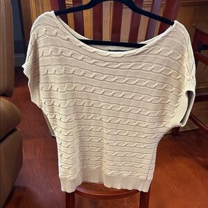 Polo by Ralph Lauren Cream Cable-Knit Off-Shoulder Sweater